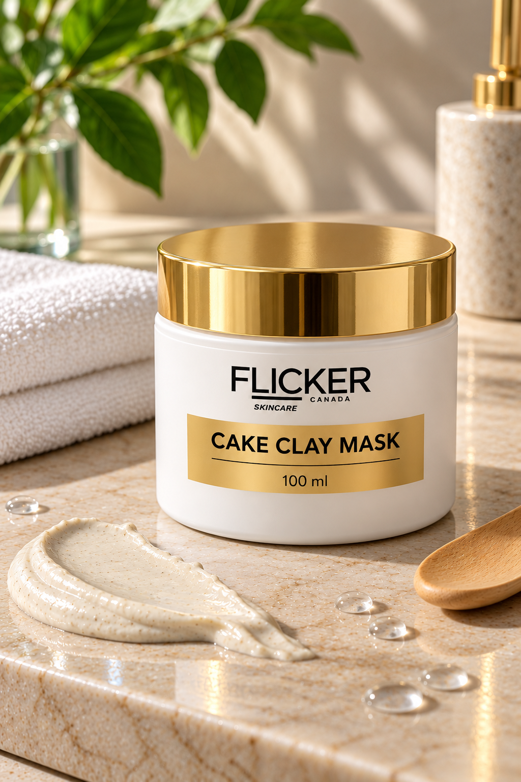 Luxury Gold-Lid Clay Mask Skincare Scene Cake Clay Mask – 100 ml - Image 1